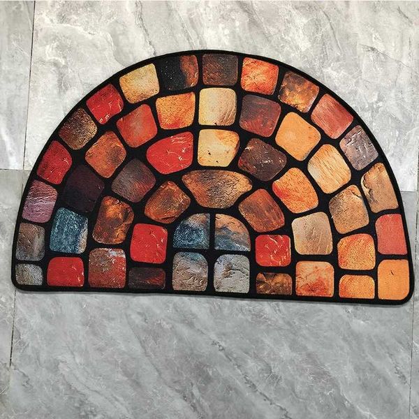 Door Mat Half Round Welce Retro Entryway Decoration Foot Mat velvet floor mat nonsliphine wash Z250211