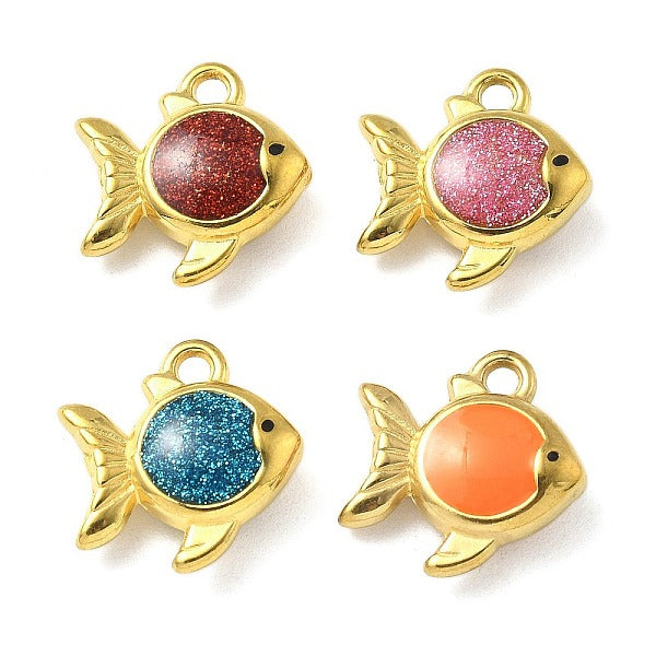 Ciondoli in acciaio inossidabile 304 con smalto glitterato