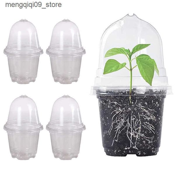Planters Pots Transparent plastic seedling pot with humidity dome and drainage hole seedling pot Small plant seedling pot L240910