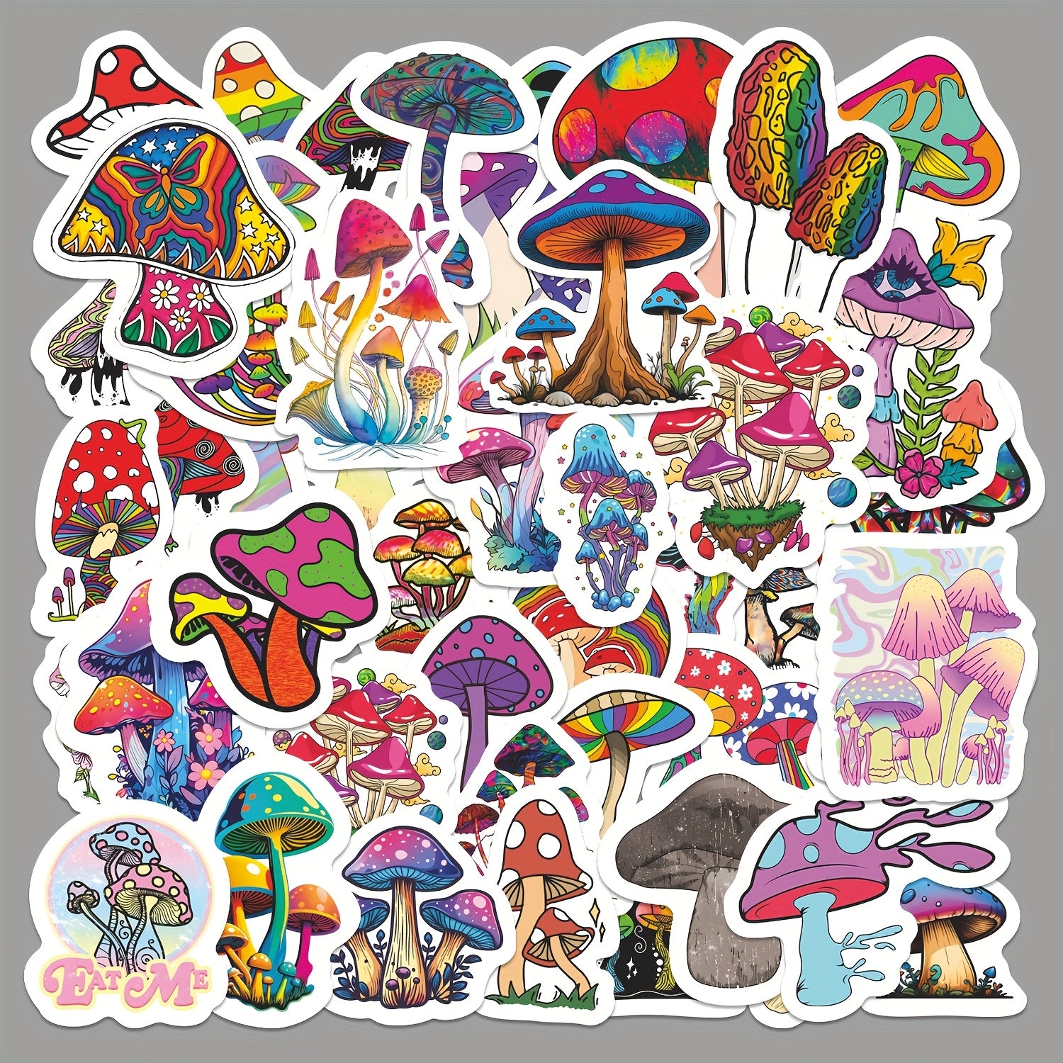 TEMU 50pcs Cartoon Aesthetic Mushroom Series Waterproof Decorative Stickers, Suitable For Such As Phone Cases, Planners, Tablets, Suitcases And