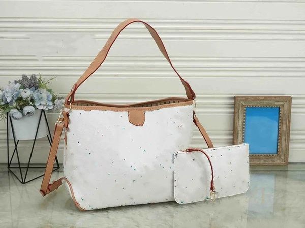 Graceful Multicolor Womens crossbody shoulder bagdesigner handbag high capacity shopping bag leather chain bag tote 2PCs with Coin Purse bag