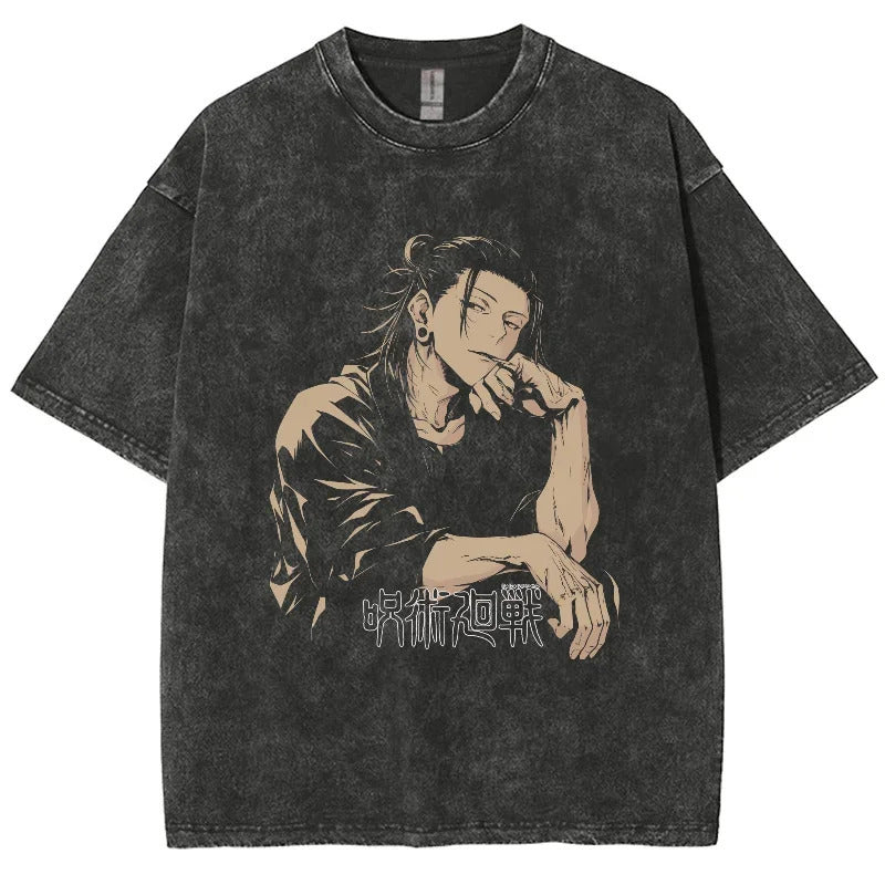Anime Jujutsu Kaisen Gojo Satoru T Shirts Washed Men Women Cotton Harajuku TShirts Ryomen Skirts Retro for Tops Tees 250210