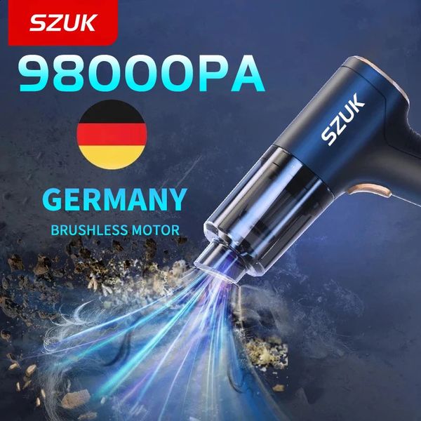 SZUK 98000PA Car Vacuum Cleaner Mini Cleaning Machine Strong Suction Handheld for Car Home Appliance Portable Wireless Cleaner 240718