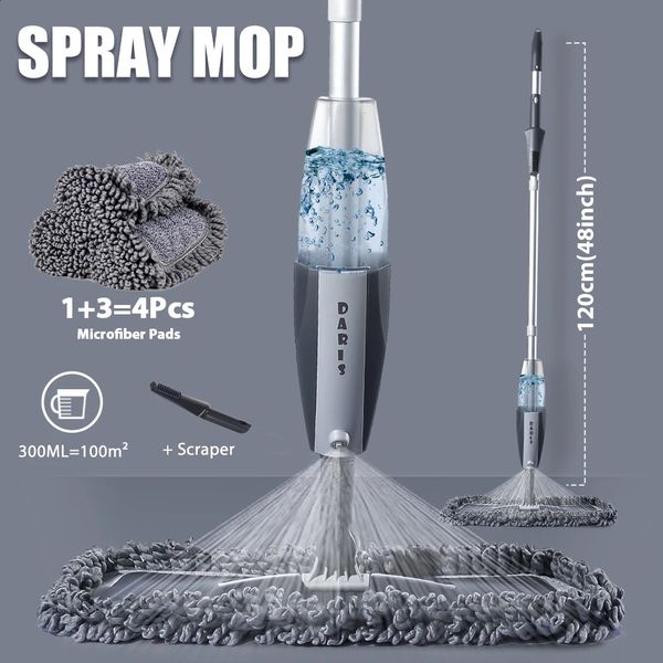 Magic spray mop wood floor with reusable microfiber pad 360 degree handle household window kitchen broom cleaning tools 240824
