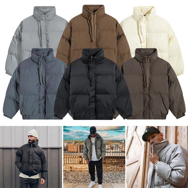 Autunm American Fog Casual Outdoor Coat Essen Stand Collar Zipper Warm Down Jacket Cotton Man XL Eseent Ovesize