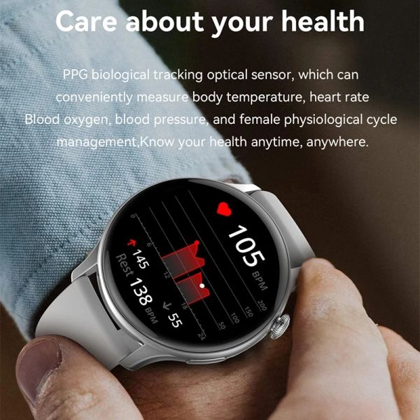 2024 New Smart Watch Women Men Bluetooth Call Always Display Time Heart Rate Sports Health Watch Waterproof Music NFC Smartwatch