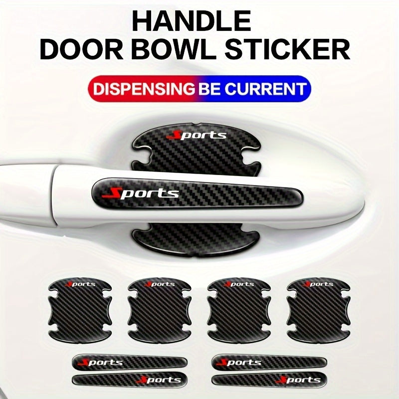 TEMU 8pcs Polyester Car Door Handle Protector Stickers, Scratch-resistant Rubber Bowl Decals For Front Door Protection, Fit Vehicle Accessories, Car
