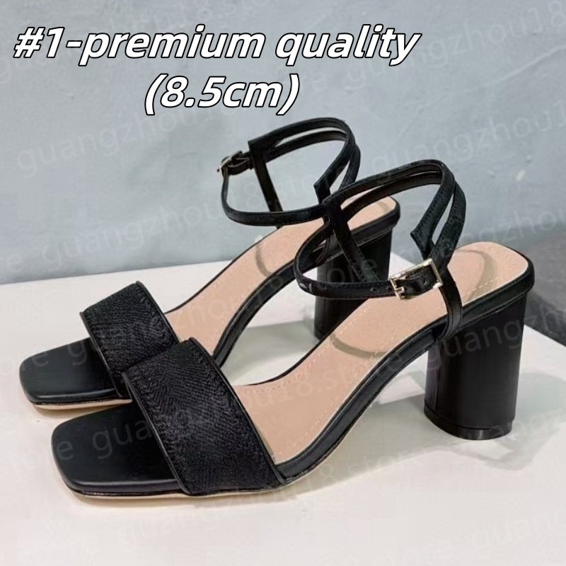 10A Premium Designer Sandals Women&#039;s Thick Heel Shoes Embroidery High Heels for Summer Vocation Daily Style Festival Gifts 30301