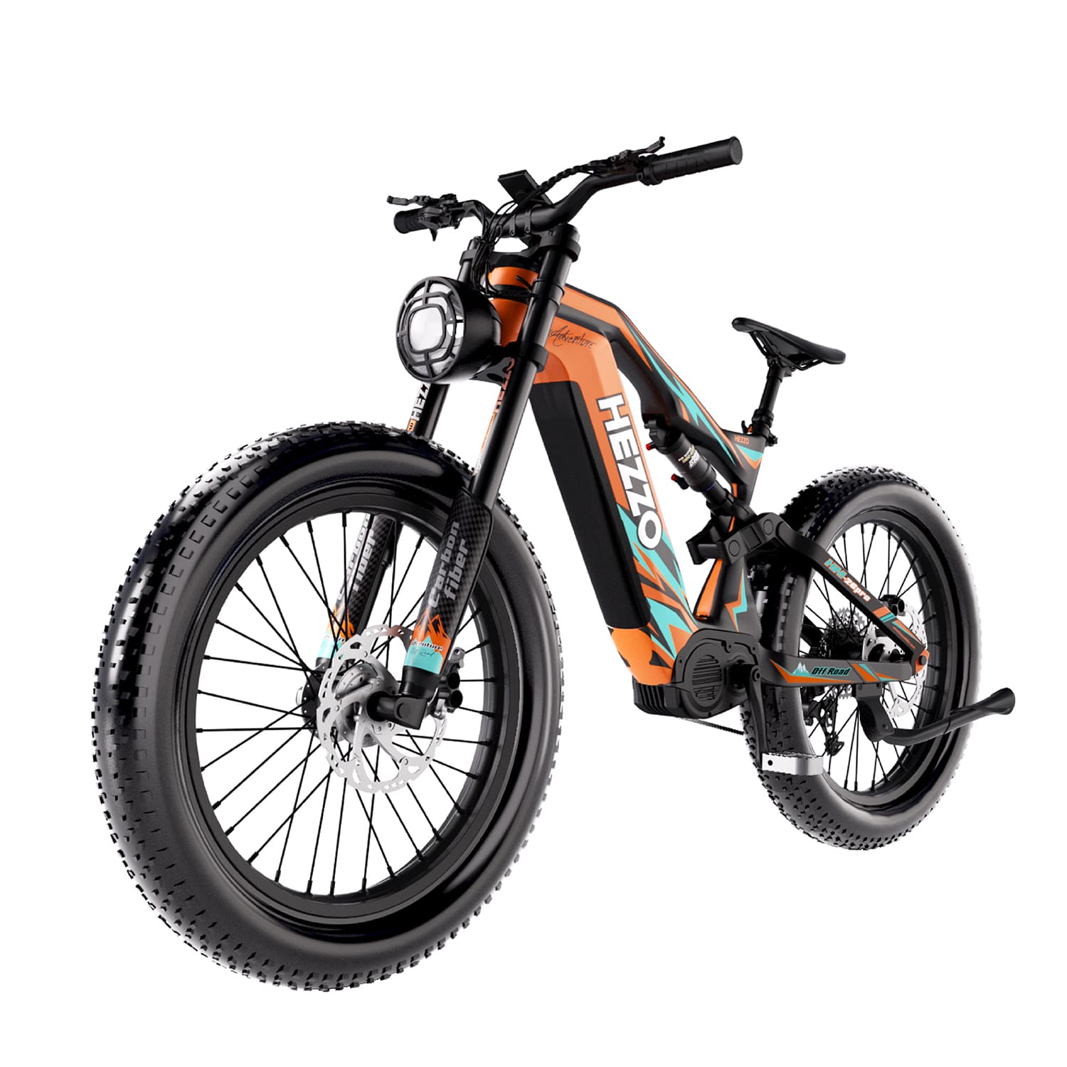 HEZZO K9 Electric Bike 52V 1000W Bafang M620 Middrive Carbon Fiber 9 Speed Ebike 26x4.5 Fat Tire 21Ah 37.5Mph 62.5Miles Hybrid Bicycle USA EU Stock