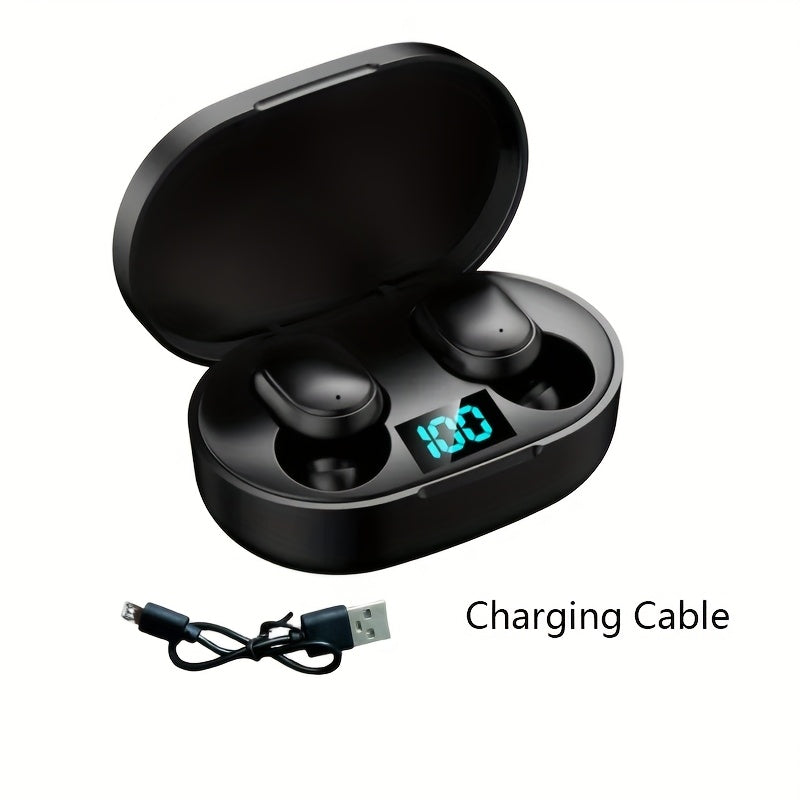 TEMU Wireless Tws Earbuds With Led Display, Volume Control & Built-in Mic For Phones And Tablets, Christmas, Festival, New Year's Gift