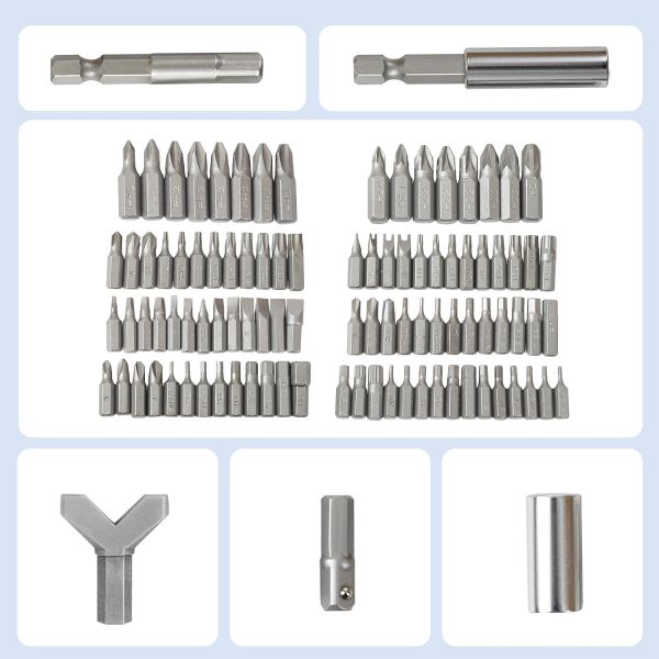 PROSTORMER 100pcs Screwdriver Bit Set Security Chrome Vanadium CR-V Steel Hex Key Phillips Slotted Tri-Wing Repair Hand Tool Kit