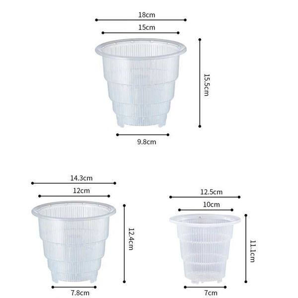 Planters Pots 3pcs-Set Clear Plastic Orchid Pots With Holes Transparent Flower Pot Succulent Plants Fleshy Plants Container Garden Decor S24
