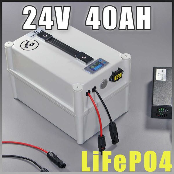 24V 40AH LIFEPO4 Bateria portátil 1000W Bateria de bicicleta elétrica + carregador BMS 24V Bateria de bicicleta elétrica de scooter de lítio