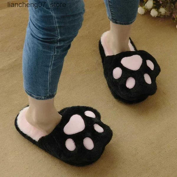 Slippers Kaii Cat P Selppers Casa Capelinhas de algodão Purfado Cl Plus Anti Slip Winter Warm Shoes Womens Christmas Presente J241211