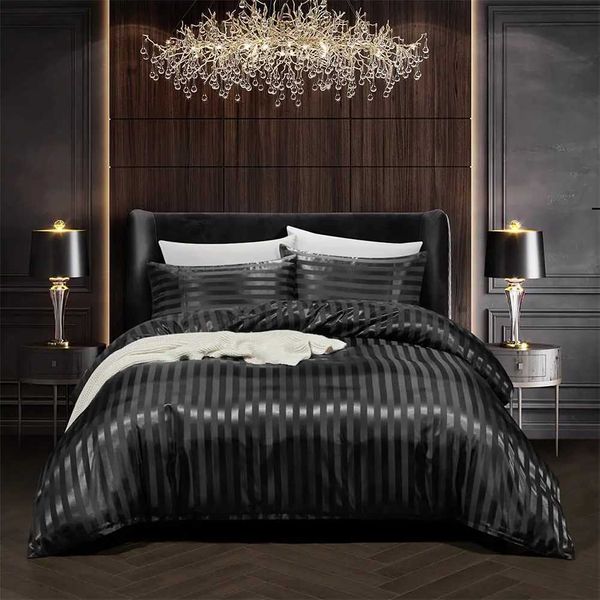 Black satin down duvet cover European bedding set suitable for dual size textile luxury bedding linen and low shell decoration Wan bedding Y