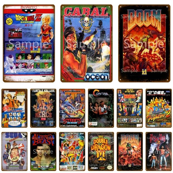 Classic Fight Video Game Metal Painting Tin Sign Retro Poster Wall Sticket Decor For House Home Room Vintage Painting Plaque Player Gaming S