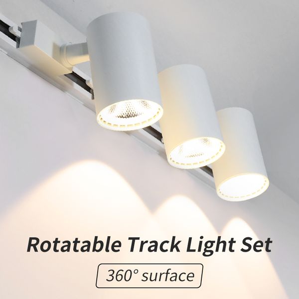 Set Led Track Light Wall Lamp 220v Cob Track Spotlights 12W 20W 30W 40W Track Rail Lighting Fixture For Kitchen Home Shop Store white shell