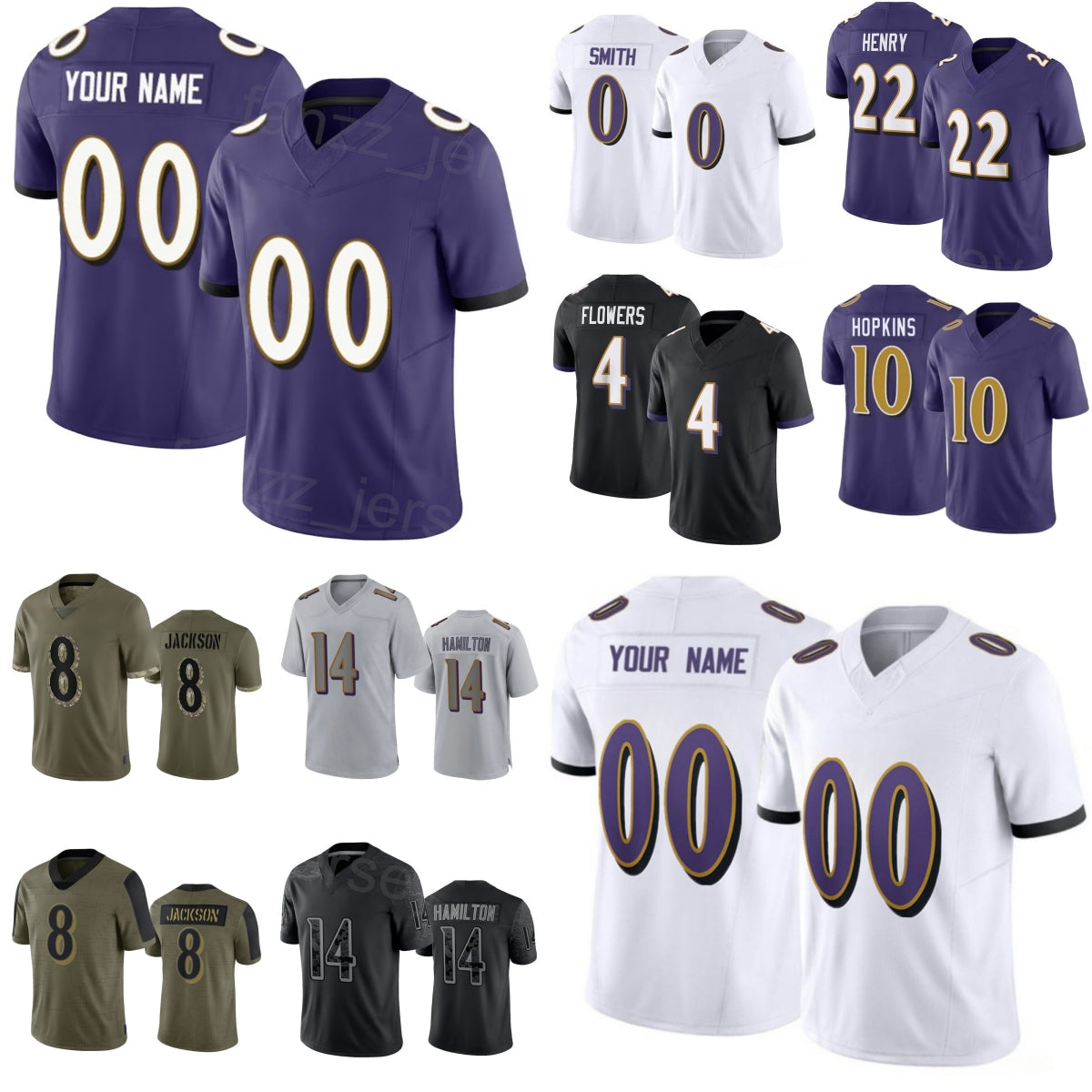 Men 0 Roquan Smith Jerseys 2025-2026 Football 14 Kyle Hamilton 8 Lamar Jackson 22 Derrick Henry 4 Zay Flowers 10 DeAndre Hopkins Turn Back The Clock