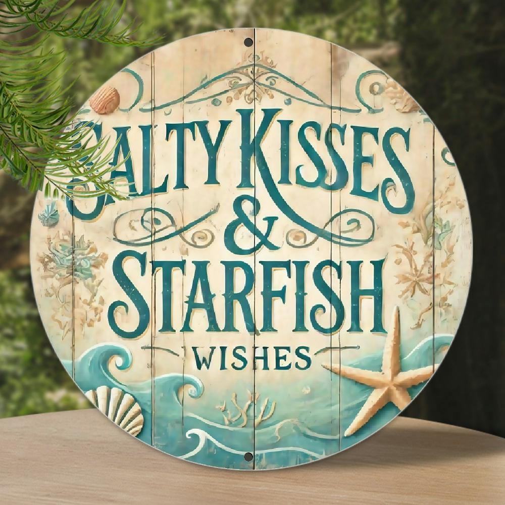 TEMU 2d Flat 1pc Metal Sign Wall Decor, 8x8 Inch Wall Art Round Shaped Aluminum Sign, Garden Metal Sign For Home Party Decor 2d Flat, 2d Flat