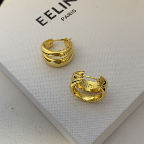 Gold Hoop Designer Earrings For Women Double Layered Personality Jewellery Luxury C Stud Girls With Original Box For Party