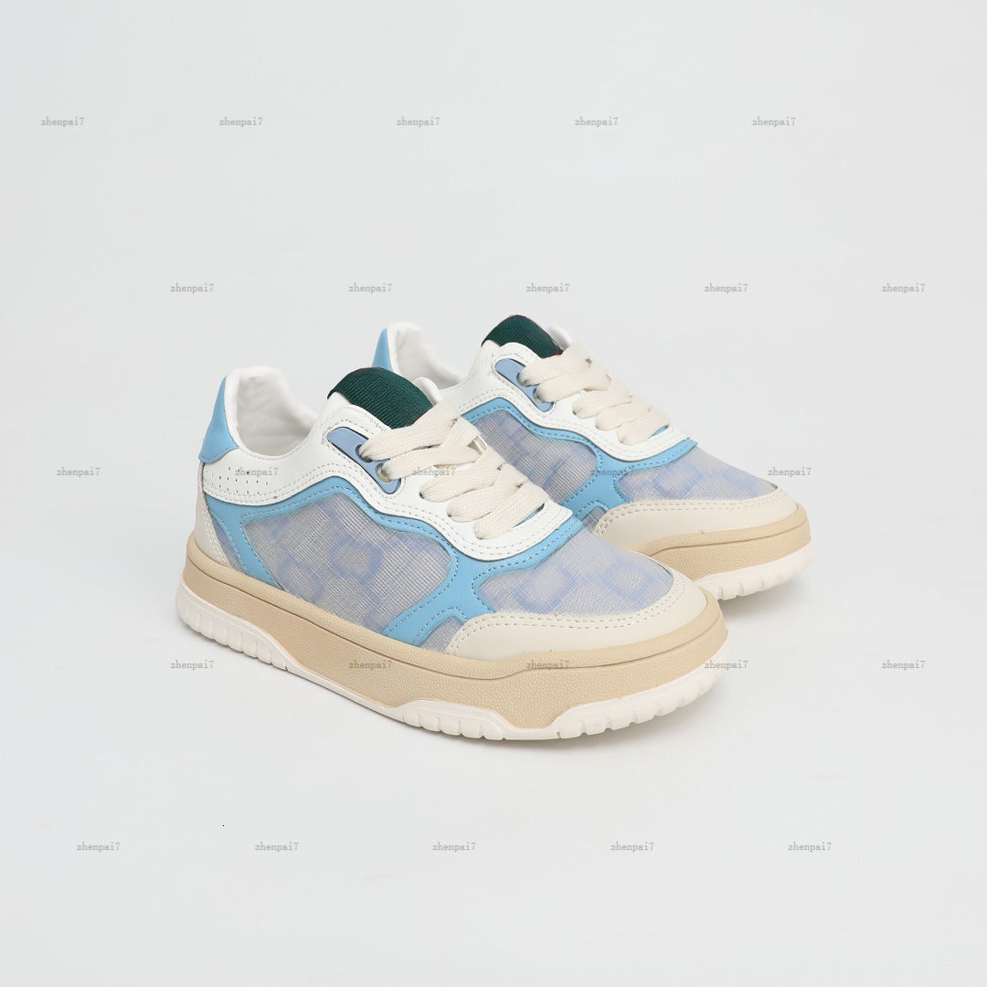 Top Child Sneakers Fresh blue kids shoes Size 26-35 designer Box protection Lace-Up baby casual shoes A431X12N109-d