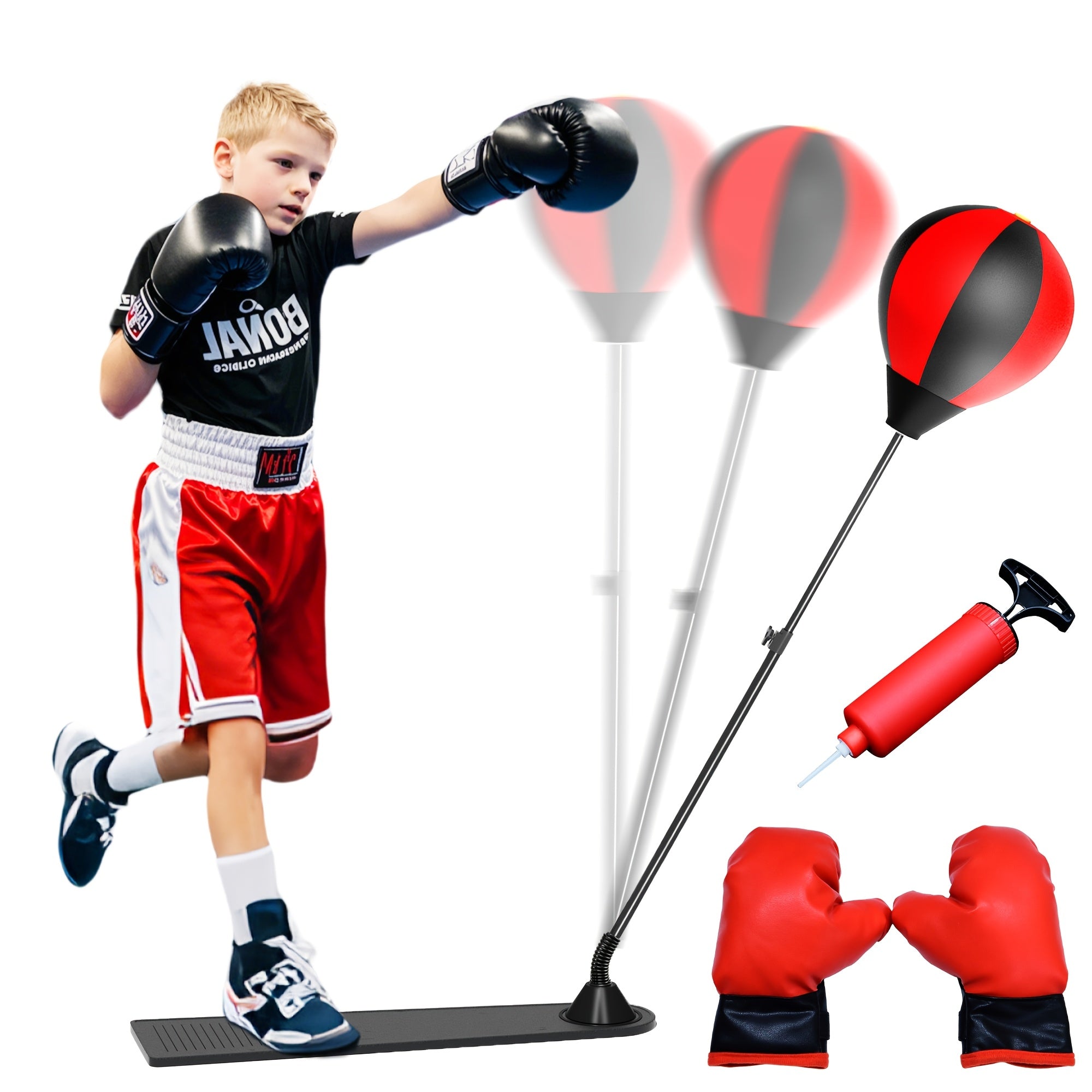 TEMU Boys' Boxing Punching Bag Set With Adjustable Stand And Gloves - Includes 1 Sandbag 3 | Ideal For Christmas, New Year, Day, Father's Day & ' Day