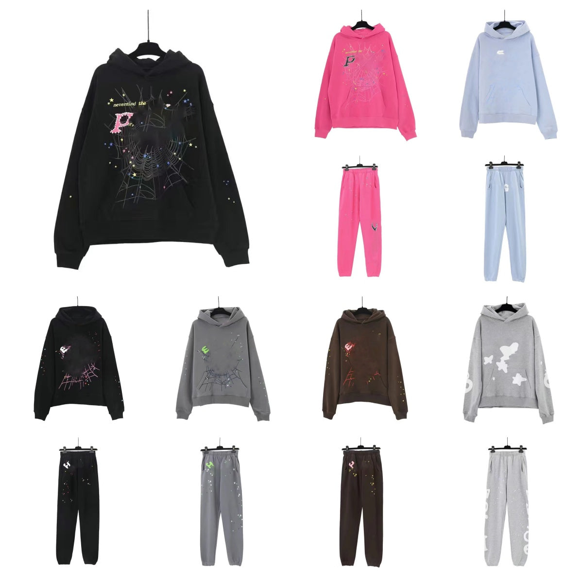 Designer spiders hoodies men Young Thug hoodies hoodie pants sweatshirts hip-hop pants women&#039;s foam puff printed sweatshirts pants bubble print