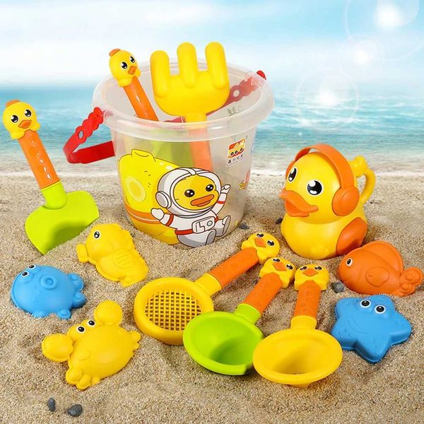14 peças Sandpit Toy Set Setting Toddler Beach Toys Sandbox Toy com moldes de areia Mapinhas de caçamba lata de rega para crianças criançasc