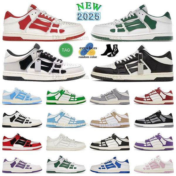 2024 Luxury Designer Casual shoes Bones Runner upper low skeleton sliding black white pink purple Leather Trainers Men Women platform Loafer