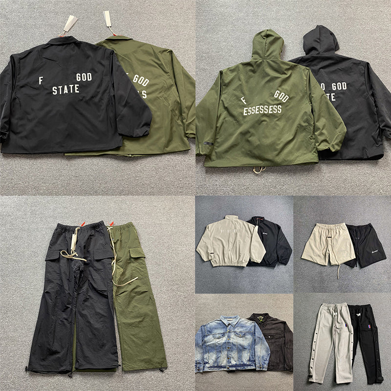 GOD Embroidered patch letters stand up collar zipper black green loose versatile street men and women casual windbreaker jacket