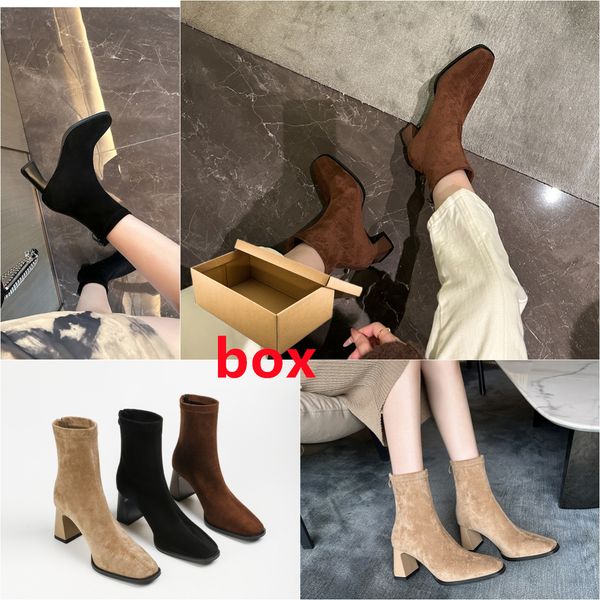 designer heels leather comfortable shoes womens Luxury designers factory with box Paris Dress suede high bottoms Thick high heels 7cm size 3