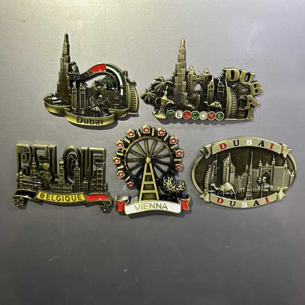 Dubai Belgium Vienna Refrigerator Sticker 3D Metal Fridge Magnets Tourist Landscape Magnet Fridge Sticker for Home DecorXJ240809