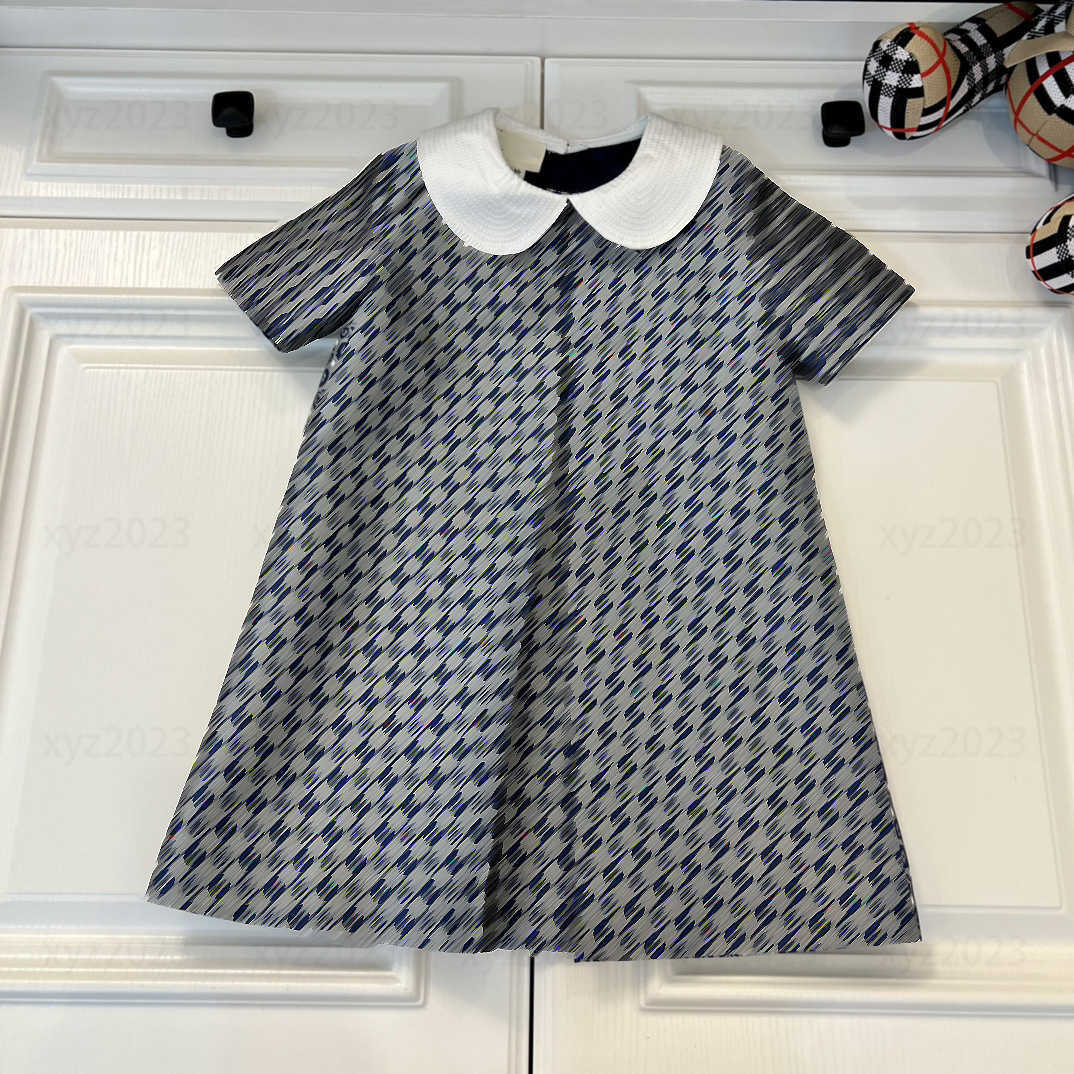 Girl Clothing Kids Skirt Baby Dress Child Summer Doll collar double breasted back Breathable Elegant New SIZE 90-150 CM Feb14