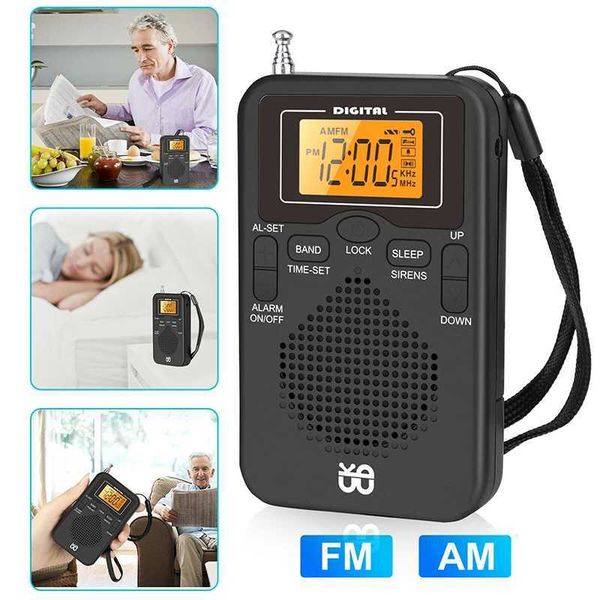 Radio Portable Mini Ra Handheld AM FM Dual Band Stereo Pocket Ra Receiver with LED Display Speaker Al Clock Pocket Ra Z241106