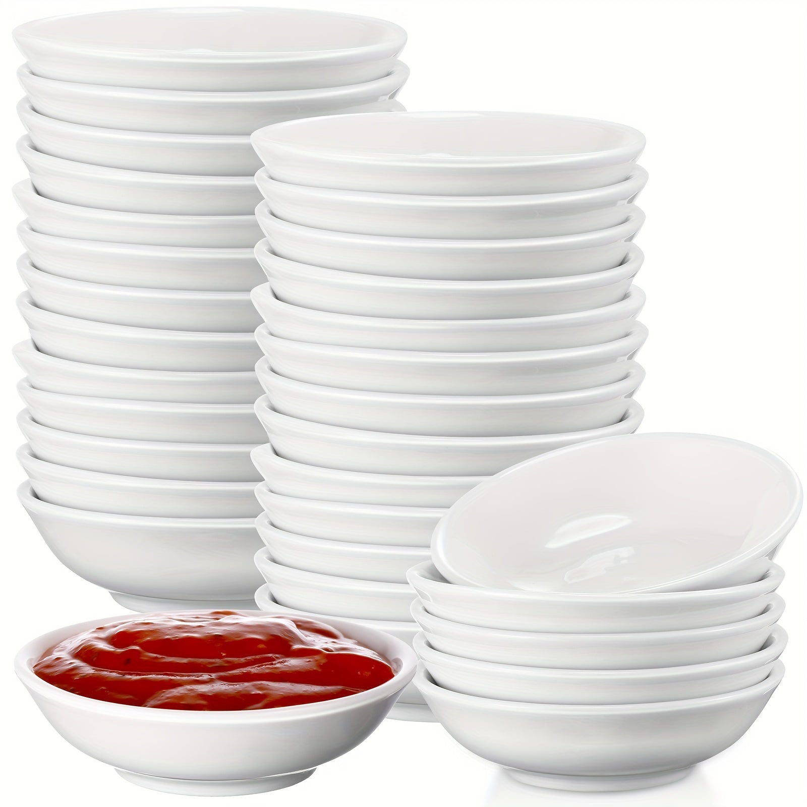 TEMU 50pcs Soy Sauce Dish Ceramic White Dipping Bowls Bulk, 1.2oz Asian Small Porcelain Sauce Bowls For Sushi, Tomato Sauce, Vinegar, Olive Oil, Soy,