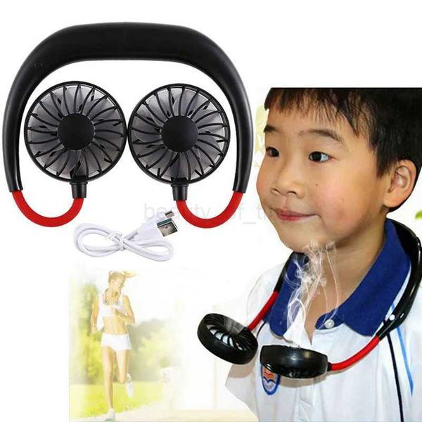 Carprie Fan controller Mini Portable USB Rechargeable Neckband Lazy Neck Hanging Style Dual Cooling Fans Gadget InteligenteCL240712