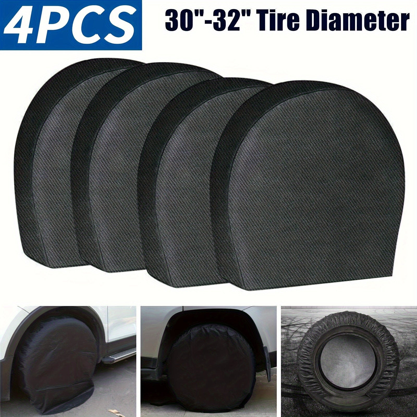 TEMU 4pcs Tire Covers, Waterproof Protector Cover Set, For 30"- 32" Trucks Trailers Campers Suv Cars Accessories