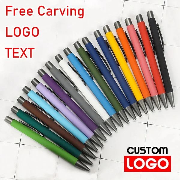 20-200 Pens Wholesale Metal Ballpoint Pen Advertising Pen Rubber Texture Custom Text Laser Engraving Customizable Name 241223