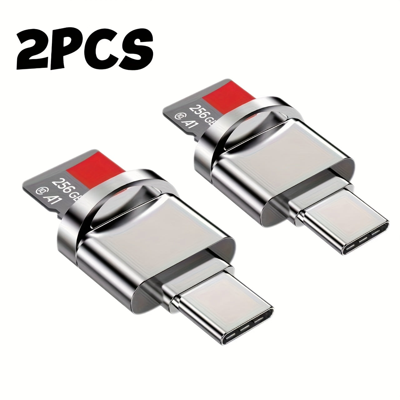 TEMU Usb-c & Usb Adapter For Macbook, Galaxy, 15pro - 2pcs Tf & Sd Card Reader - Blue - Compatible With Laptops