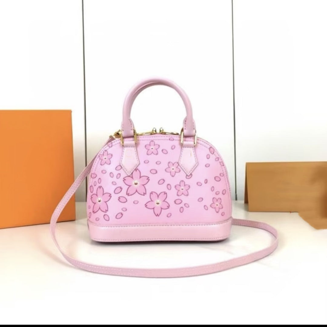 Luxury womens murakami sakura almar designer bag pink flower cherry blossom shell leather shoulder crossbody bags ladies handbag purse high quality