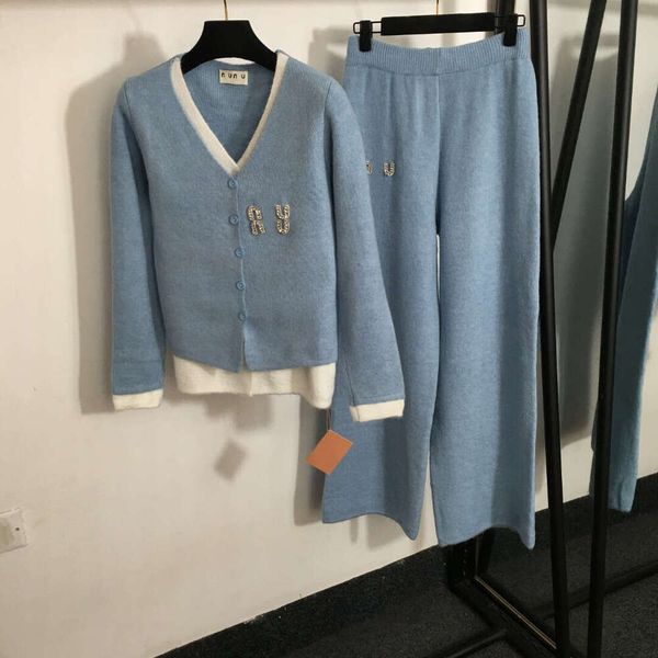 tracksuit women designer cardigan women brand spring two piece set fashion letter logo ladies Fake two V-neck long sleeved knitted jackets g