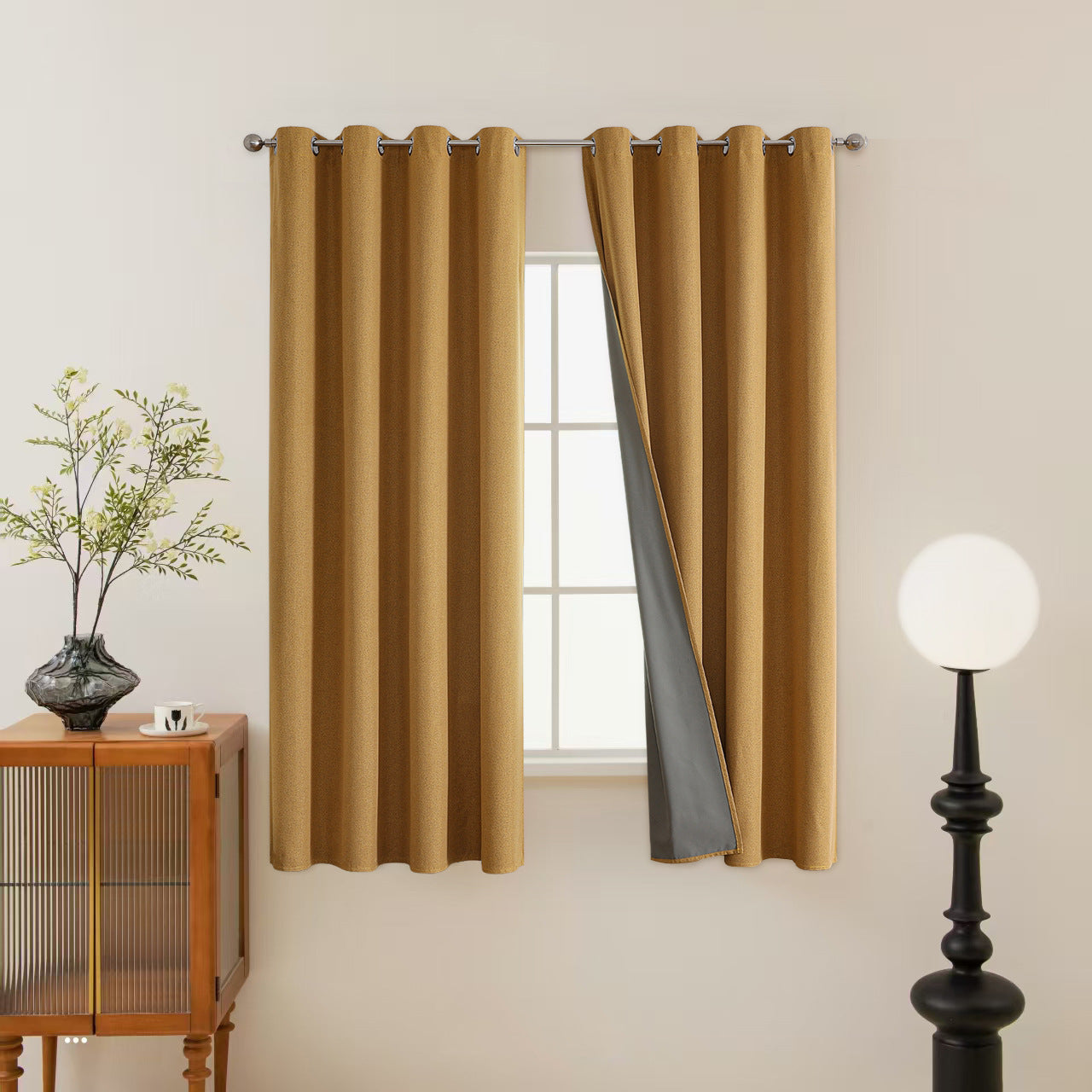 YL-36998 flat double-sided linen curtain fabric high light-proof sunshade soundproof cotton and linen curtain finished product for living room and b
