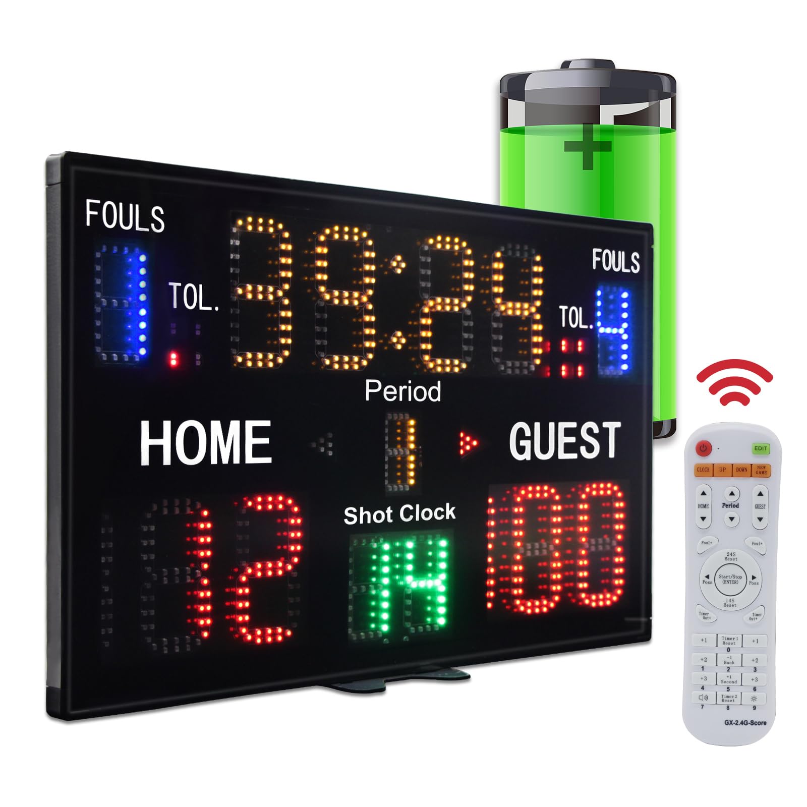 LED Basketball Scoreboard with Shot Clock, Digital Scoreboard with Remoe, Electronic Scoreboard with Timer Clock, Digital Score Keeper Outdoor