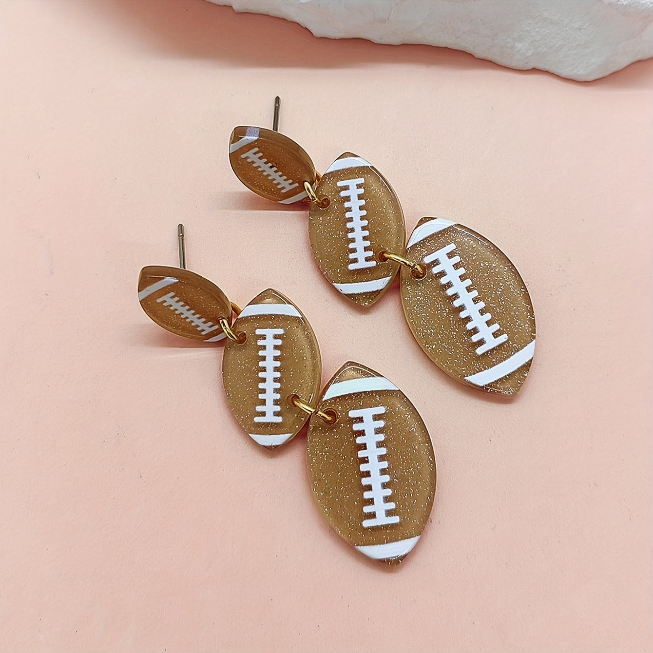 TEMU Various Sports Ball Design Trio Earrings Volleyball- Baseball- Rugby- Basketball- Football Design Dangle Earrings Sports Game Day Earrings