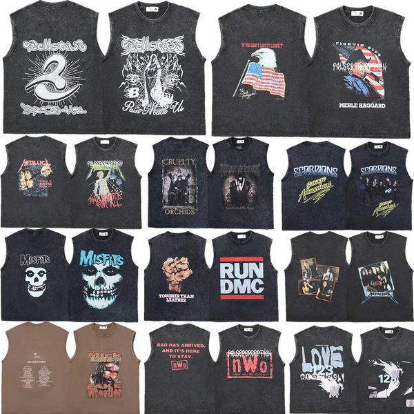Designer T shirt tee workout shirts Vintage Black Tanks Tops for Women mens retro sleeveless short sleeve ins summer high let in air street