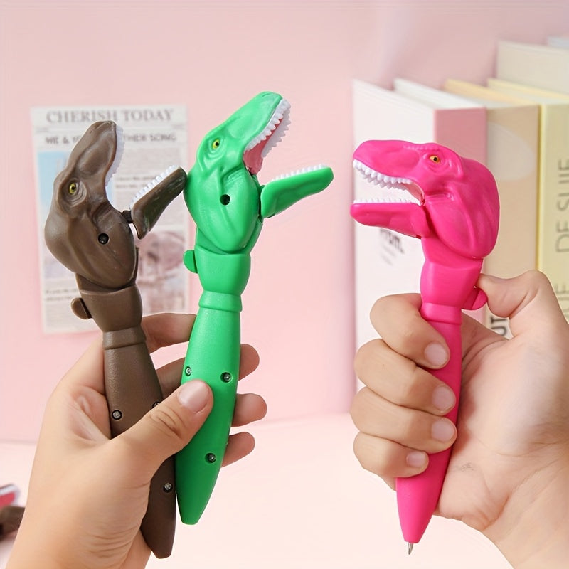 TEMU 3pcs Dinosaur Ballpoint Pens Set, & School Stationery, Unique Gift Idea, Ergonomic Twist Plastic Design, Medium Point Writing Pens For Students