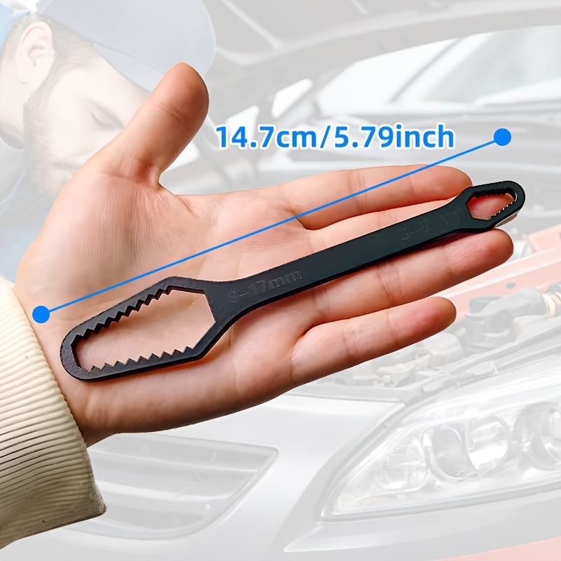 TEMU 1 Multifunctional Black 5mm Thick T-shaped Wrench, Adjustable Self Tightening Double Head Wrench, Wrench Diameter 3-17mm, Portable Hand Tool For