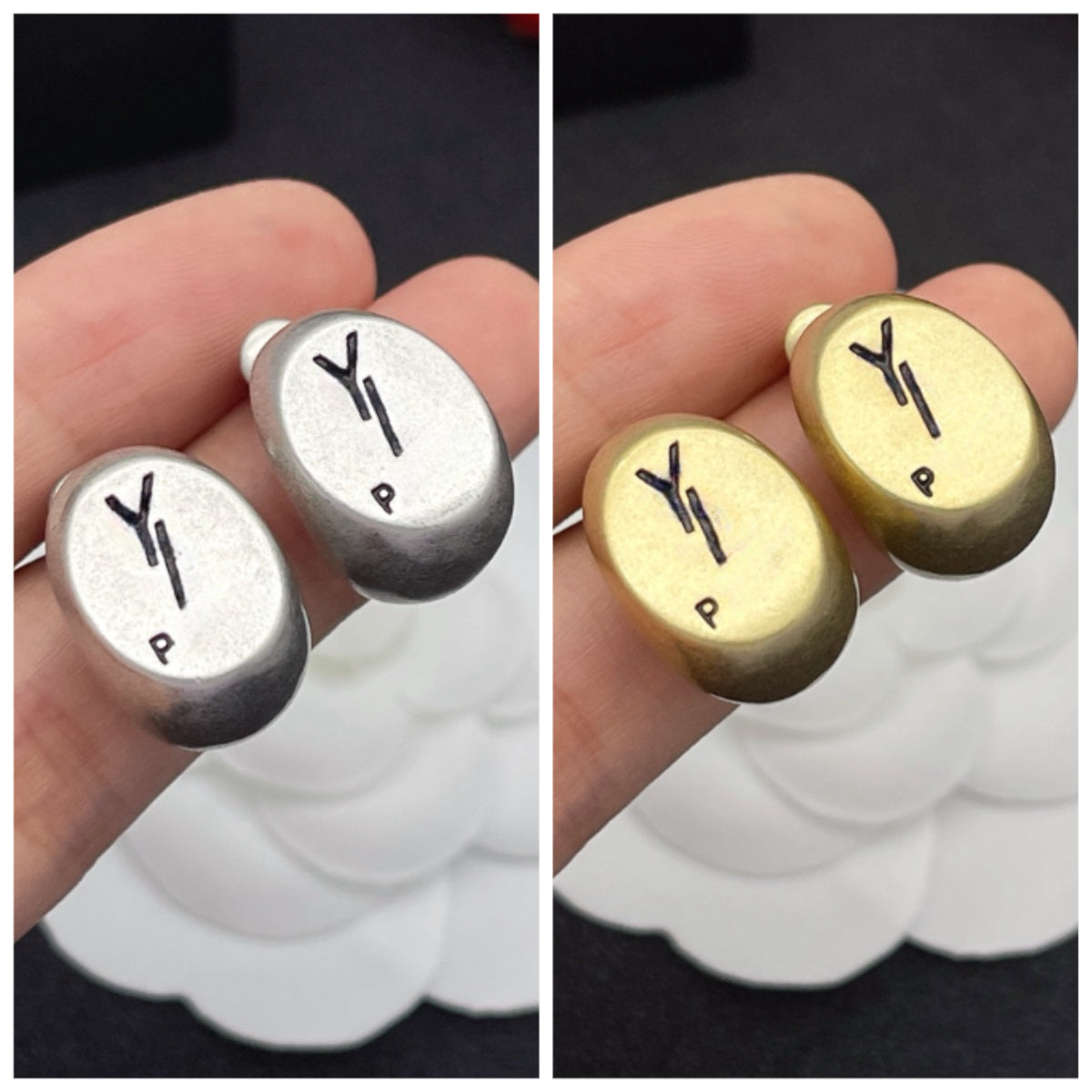 Designer Earrings Gold and Silver Colors Vintage Distressed Earrings Letter-shaped Stud Earrings Suitable for Both Men and Women Luxurious Earrings