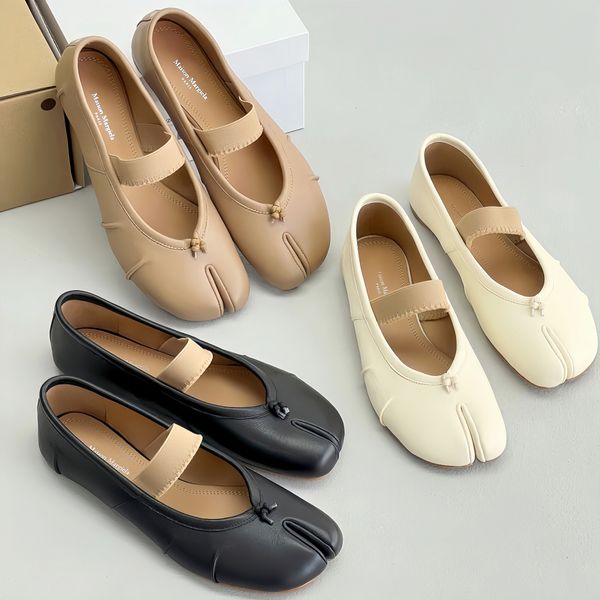 Top quality Mary Jane Tabi Ballet Flat for Women Designer Dress moccasin Loafers Ballerina Casual Shoe Leather Low Heel Slip On Dance promdr