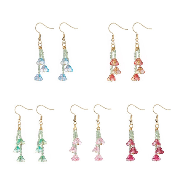 Boucles d'oreilles pendantes en forme de trompette en verre
